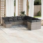 vidaXL 11-delige Loungeset met kussens poly rattan, Verzenden, Nieuw, Rotan, Loungeset