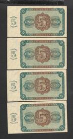 Spanje. - 4 X 5 Pesetas 1938 Burgos - Consecutives