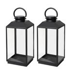 Set van 2 Newport Windlicht Zwart Medium Tuinaccessoires, Verzenden, Nieuw