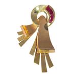 Broche - 18 karaat Geel goud, Roségoud - Ruby, vintage uit