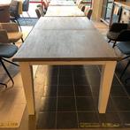 Acaciahouten uitschuiftafel met wit onderstel 100x190, Huis en Inrichting, Tafels | Eettafels, Ophalen, Nieuw, Industrieel