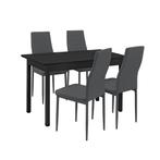 Eethoek eetkamerset Graz 5-delig tafel met stoelen donkergri, Verzenden, Nieuw