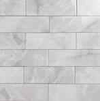 Wandtegel onix marmer smoke licht grijs glans 10x30, Nieuw, Ophalen of Verzenden, 10 m² of meer, Wandtegels