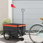 vidaXL Fietstrailer 30 kg ijzer zwart en oranje, Fietsen en Brommers, Verzenden, Nieuw