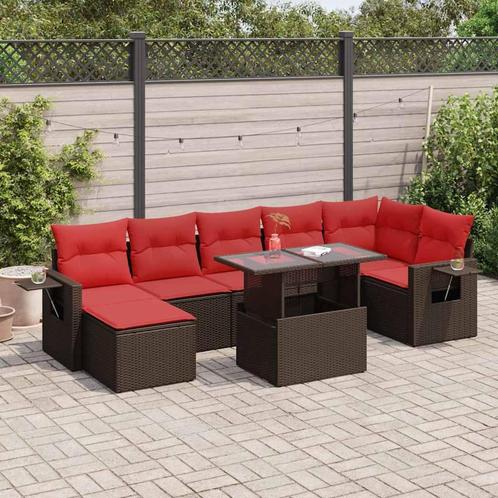vidaXL 8-delige Loungeset met kussens poly rattan acacia, Tuin en Terras, Tuinsets en Loungesets, Loungeset, Nieuw, Rotan, Verzenden