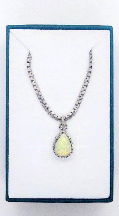 Zonder Minimumprijs - Ketting met hanger Zilver Vuuropaal, Sieraden, Tassen en Uiterlijk, Antieke sieraden