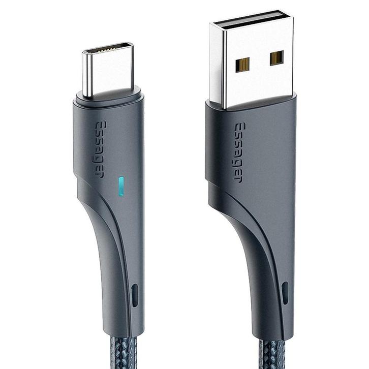 Korte USB-A naar USB-C Oplaadkabel - Zwart, Telecommunicatie, Mobiele telefoons | Toebehoren en Onderdelen, Nieuw