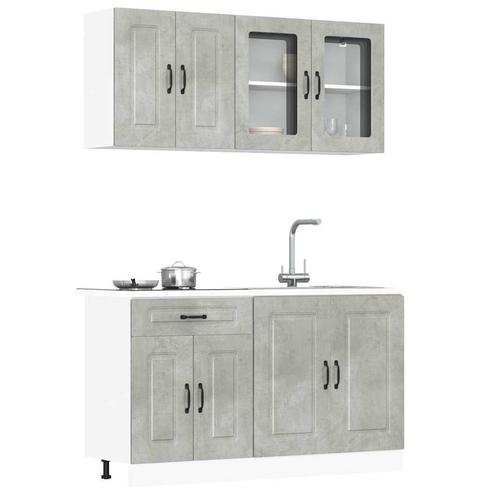 vidaXL 4-delige Keukenkastenset Kalmar bewerkt hout, Huis en Inrichting, Keuken | Keukenelementen, Grijs, Nieuw, Verzenden
