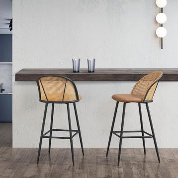 [en.casa] Barkruk set van 2 Gausdal 102x44x63 cm bruin en zw beschikbaar voor biedingen
