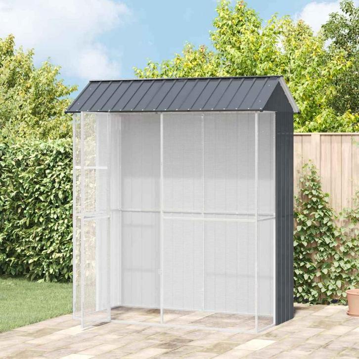 vidaXL Vogelkooi Antraciet 215 x 110 x 247 cm Gegalvaniseerd, Dieren en Toebehoren, Overige Dieren-accessoires, Nieuw, Verzenden
