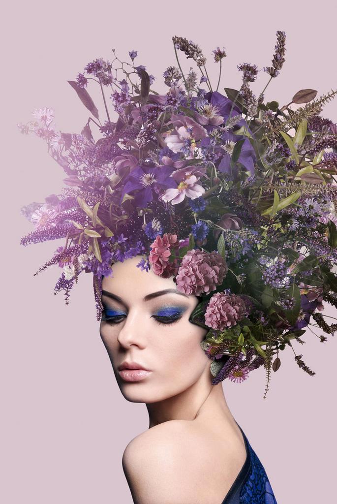 Glasschilderij vrouw met bloemenhoed | Ter Halle | 504, Huis en Inrichting, Woonaccessoires | Overige, Nieuw, Ophalen of Verzenden