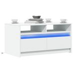 vidaXL Salontafel met LED-verlichting bewerkt hout wit, Verzenden, Nieuw, Overige houtsoorten