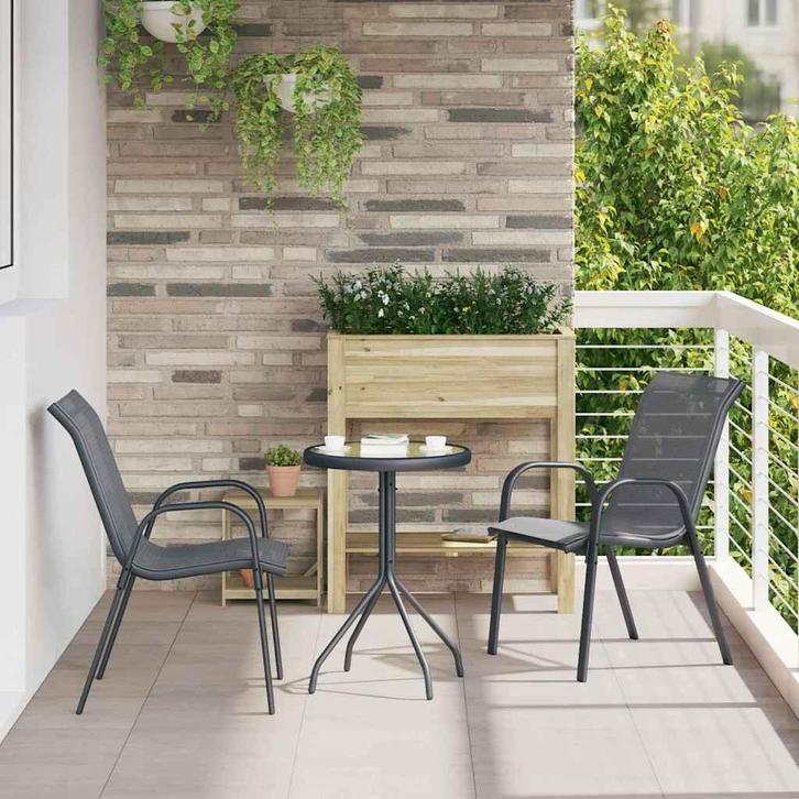 vidaXL Tuin Bistro Set 3 pcs Grijs Staal, Tuin en Terras, Tuinsets en Loungesets, Nieuw, Rvs, Verzenden