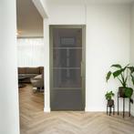 Stalen Binnendeur - Olijfgroen - 4 Vlaks - Rook glas, Minder dan 80 cm, Binnendeur, Nieuw, Metaal