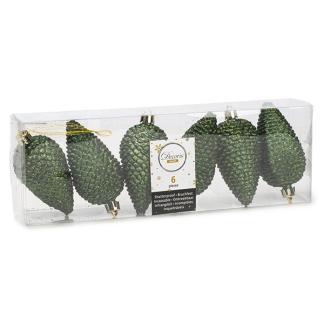 Dennenappel kerst ornament | Decoris | 6 stuks (Groen), Diversen, Kerst, Nieuw, Verzenden