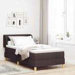 vidaXL Boxspringbed met matras creme 90x200 cm stof, Huis en Inrichting, 90 cm, Eenpersoons, Bruin, Verzenden