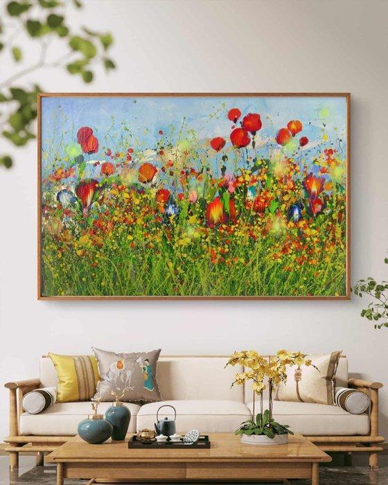 ART-IKarpikioti - ”Where Poppies Dance with Light” / XL, Antiek en Kunst, Kunst | Schilderijen | Modern