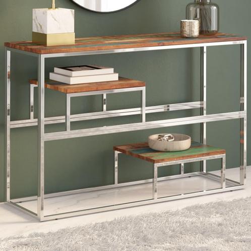 vidaXL Wandtafel roestvrij staal en massief gerecycled hout, Huis en Inrichting, Tafels | Salontafels, Nieuw, Minder dan 50 cm