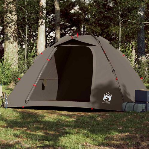 vidaXL Tent 4-persoons snelontgrendeling bruin, Caravans en Kamperen, Tenten, Nieuw, tot en met 2, Verzenden