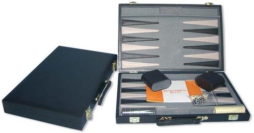 Backgammon Koffer Zwart effen (38 cm) | HOT Games -, Hobby en Vrije tijd, Gezelschapsspellen | Bordspellen, Nieuw, Verzenden