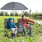 Coast Dubbele Vissersstoel met Parasol - Max. 120 kg - 161 x, Huis en Inrichting, Verzenden, Nieuw