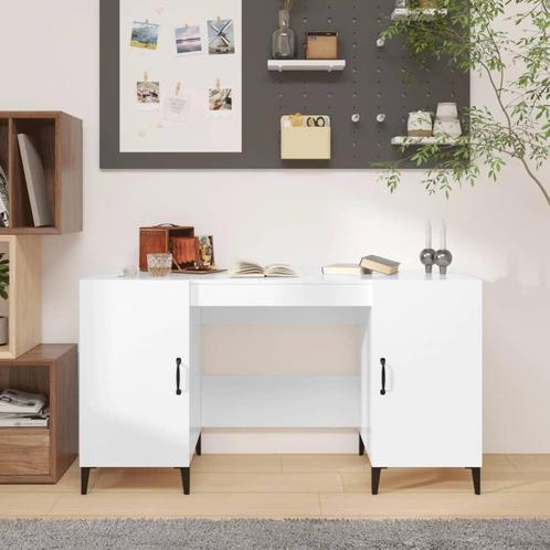 vidaXL Bureau 140x50x75 cm bewerkt hout hoogglans wit, Huis en Inrichting, Bureaus, Nieuw, Verzenden