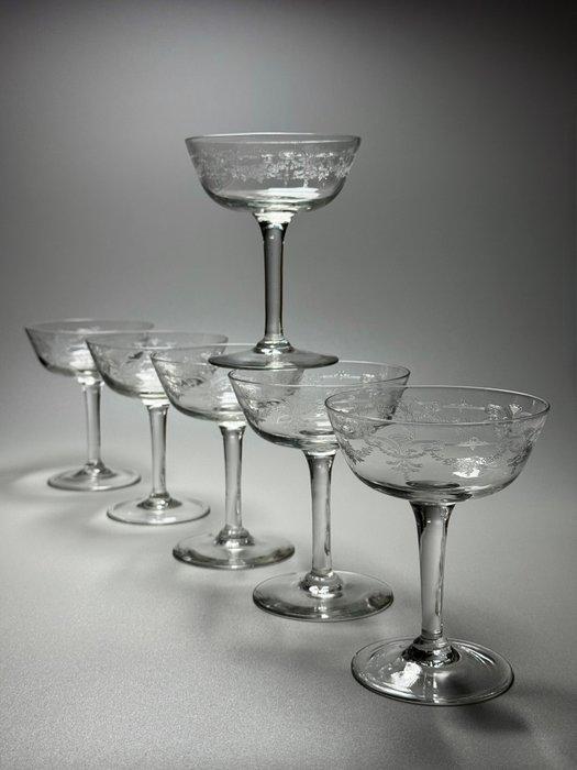 Champagneglas (6) - Kristal, Glas - Coupe - 150 ml, Antiek en Kunst, Antiek | Glas en Kristal