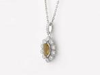 Ketting met hanger - 14 karaat Witgoud - 0.47ct. tw. Olivijn