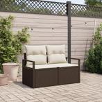 vidaXL Tuinbank 2-zits met kussens poly rattan bruin, Verzenden, Nieuw, Rotan