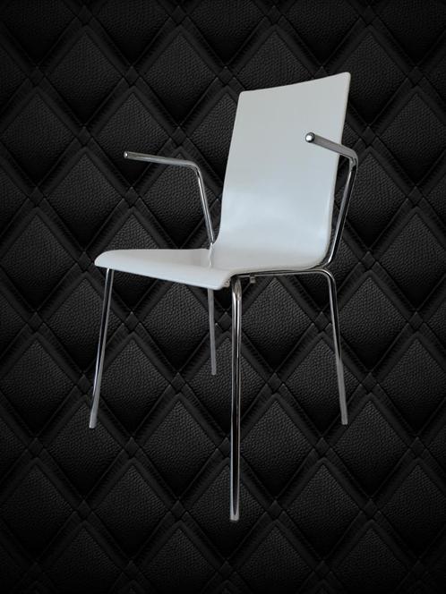 Galvano Tecnica wit met armsteunen ZGAN, Huis en Inrichting, Stoelen, Vijf, Zes of meer stoelen, Wit, Zo goed als nieuw, Kunststof