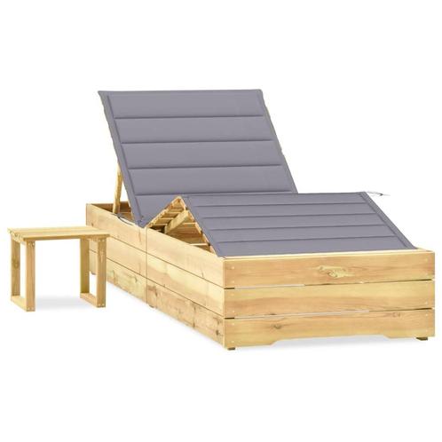vidaXL Ligbed met tafeltje en kussen geïmpregneerd, Tuin en Terras, Ligbedden, Nieuw, Verzenden
