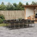 vidaXL 13-delige Tuinset met kussens poly rattan grijs, 2 zitplaatsen, Nieuw, Tuinset, Verzenden
