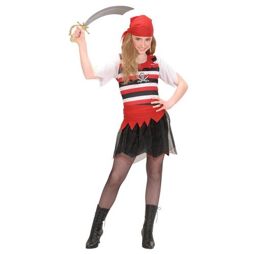 Piraat Jurk Zwart Rood Meisje Gestreept, Kinderen en Baby's, Carnavalskleding en Verkleedspullen, Nieuw, Verzenden