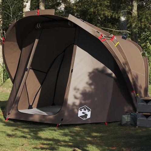 vidaXL Vistent 4-persoons waterdicht bruin, Caravans en Kamperen, Tenten, Nieuw, tot en met 2, Verzenden