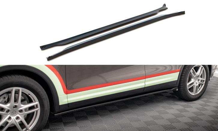 Zijskirts Porsche Cayenne MK2 Maxton Glans Zwart, Auto-onderdelen, Overige Auto-onderdelen, Ophalen of Verzenden