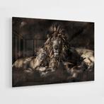 Glasschilderij – Lion Family – 120x80cm, Nieuw, Schilderij, Ophalen of Verzenden, 100 tot 125 cm