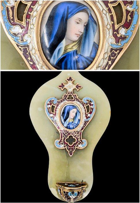 Antiek Wijwatervat - Grand Benitier : Marbre dOnyx & émail, Antiek en Kunst, Kunst | Niet-Westerse kunst