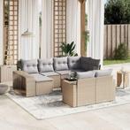 vidaXL 11-delige Tuinset met kussens poly rattan beige, Verzenden, Nieuw, Rotan, Tuinset