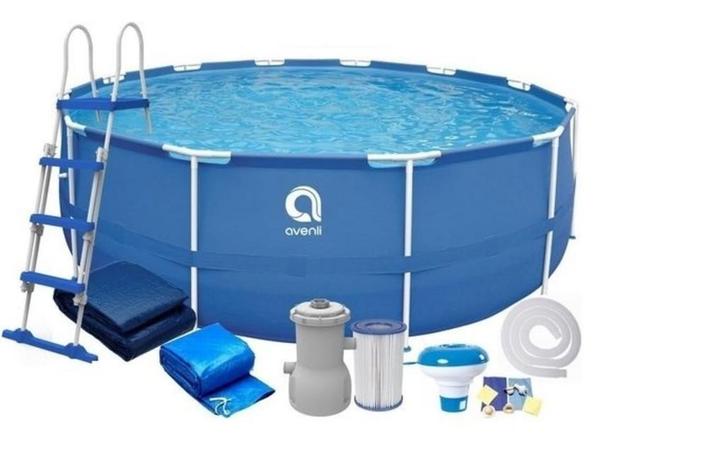 Duurzaam Avenli Opzetzwembad 450cm - Met filterpomp en af..., Tuin en Terras, Zwembaden, Nieuw, Ophalen of Verzenden