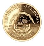 Liberia. 100 Dollars 2025 Amenhotep and Nefertiti 1/10 Oz,