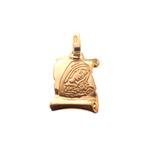 18 Krt. Gouden hanger; Boekrol met gravure van Maria met..., Ophalen of Verzenden, Gebruikt, Goud, Overige merken