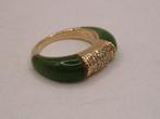 Ring - 14 karaat Geel goud, CHRIST 10 diamanten Groene jade, Sieraden, Tassen en Uiterlijk, Ringen, Nieuw
