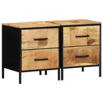 vidaXL Nachtkastje Bruin en zwart 40 x 35 x 50 cm massief, Huis en Inrichting, Slaapkamer | Nachtkastjes, Minder dan 45 cm, Verzenden