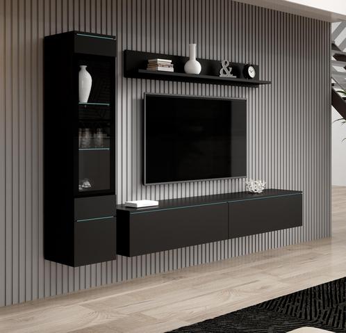 Wandmeubel mat zwart Set van 3 TV-Meubel, Huis en Inrichting, Kasten | Wandmeubels, 25 tot 50 cm, Nieuw, 150 tot 200 cm, Verzenden