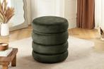 Ronde poef VOGUE 50cm groen fluwelen poef met opbergruimte -, Huis en Inrichting, Ophalen of Verzenden, Nieuw