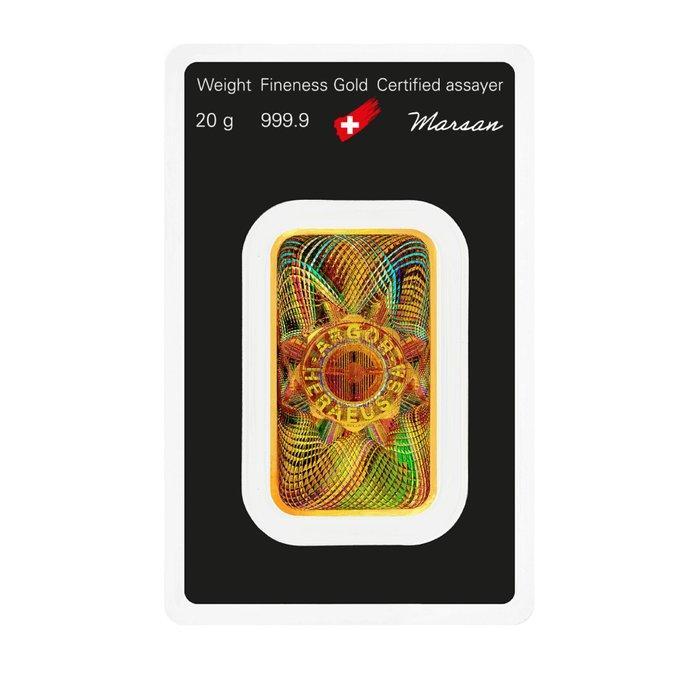 20 gram - Goud .999 - Argor-Heraeus Kinebar - Verzegeld en, Postzegels en Munten, Edelmetalen en Baren