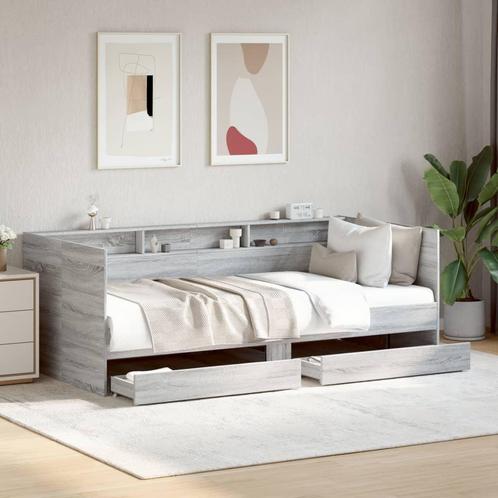 vidaXL Slaapbank met lades zonder matras 75x190 cm grijs, Huis en Inrichting, Slaapkamer | Bedden, Grijs, Nieuw, Hout, Verzenden