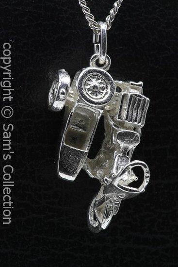 Zilveren Motor met zijspan ketting hanger, Sieraden, Tassen en Uiterlijk, Kettinghangers, Verzenden