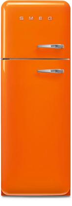Smeg FAB30LOR6 retro jaren 50 koelkast - oranje - linksdraai, 150 tot 200 liter, Verzenden, 60 cm of meer, Met aparte vriezer
