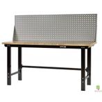 Werkbank zwart 200 cm met hardhouten blad en, Doe-het-zelf en Verbouw, Werkbanken, Ophalen of Verzenden, Nieuw